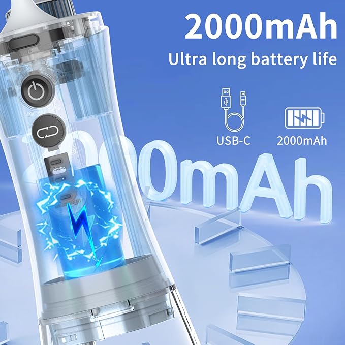 Water Flosser with Camera for Teeth, VITCOCO Visual Water Dental Flosser with 12-Gear, Rechargeable Water Flosser with 3-Nozzle and IPX7 Waterproof for Android and iOS(White)
