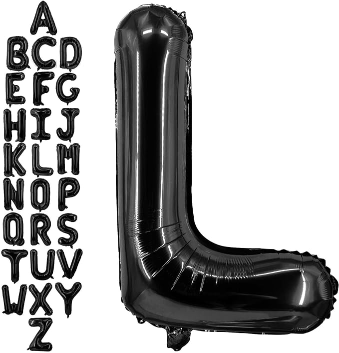 40 Inch Black Letter L Balloons, DIY Phrase Foil Alphabet Letter L Balloons DIY Word L Banner for Birthday Anniversary Celebration Graduation Party Supplies Decoration