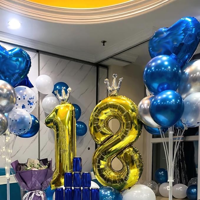 Gold Number 3 Balloon with Crown, 40 inch Gold Number Balloon 3rd Birthday Party Decoration Gold Crown Balloons 0-9 for Birthday Party Anniversary Decorations Supplies