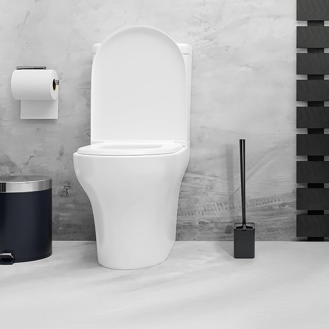 Broombi Sani-Flex Toilet Brush Squeegee and drip-Less Holder Set with a Patented Silicone Bristle-Free Head - no Mess, no clinging gunk or Poo, Super Clean Solution (Black)