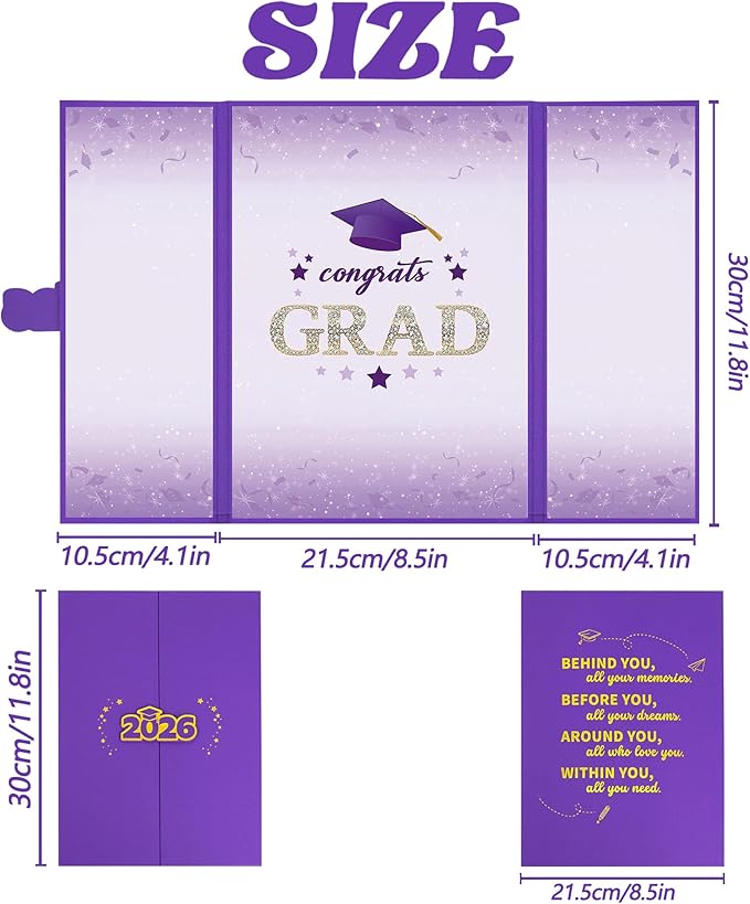 Vlipoeasn 2026 Graduation Guest Book Alternative, Purple Gold Class of 2026 Graduation Party Decorations, Graduation Signature Book for 2026 College High School, Unique Graduation Gifts for Friends