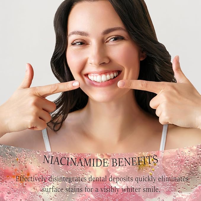Niacinamide Whitening Toothpaste, Triple White Probiotic Whitening Toothpaste, Fluoride-Free| Sensitivity Relief | Fresh Breath & Stain Removal Formula | Sakura Peach Fragrance (2)