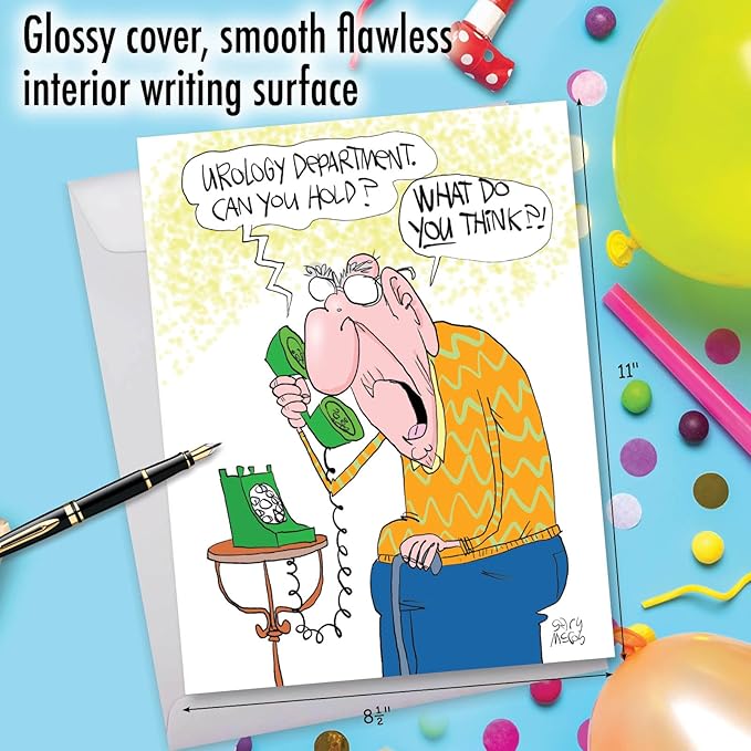 NobleWorks - Jumbo Birthday Greeting Card (8.5 x 11 Inch) - Cartoon Humor, Notecard with Envelope - Urology Department J7262BDG-US