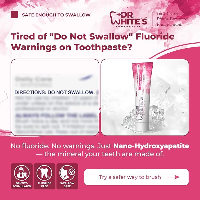 Dr. White’s Fruit by Design™ Line — Guava Glow Fluoride-Free Nano-Hydroxyapatite Toothpaste, 3.5 oz | Mint-Free | Dentist-Formulated | Enamel-Identical Mineral Care