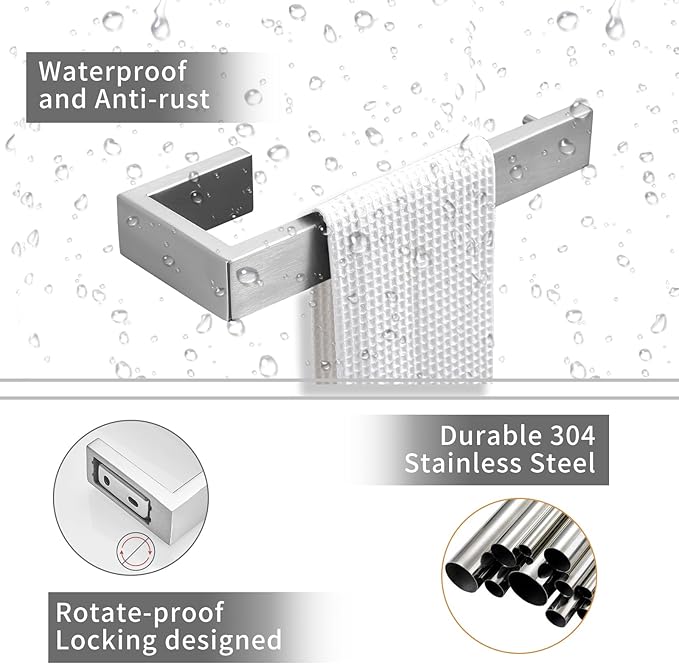 Fapully 8 Piece Bathroom Accessories Set Stainless Steel,Bathroom Hardware Set Brushed Nickel Wall Mounted