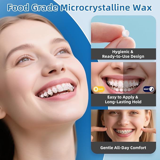 RioRand Orthodontic Wax for Braces Wax 120 Individual Hygienic Packaging Clear dental Wax Dots Portable and Easy to Tear Strawberry