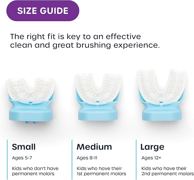 Willo BrushBot Kids U-Shaped Toothbrush Starter Kit – Rechargeable, Smart Electric Toothbrush for Kids Ages 8-11 w/App, Soft Bristles, Plaque Removal, Gentle & Deep Clean Modes | Medium Berry Splash