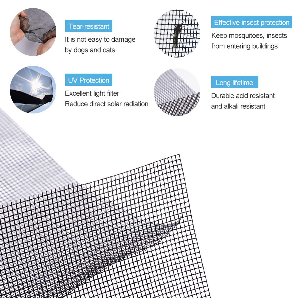 Pololo Fiberglass Screen Roll High Visibility and Durable Screen Easy to DIY Repair or Rescreen Window and Door Screen