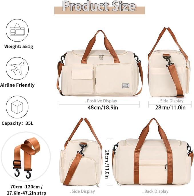FIORETTO Women's Gym Duffle Bag with Shoes Compartment, 30L Capacity, Ideal for Travel, Gym, Sports, Duffel, Weekender