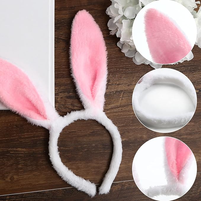 LovesTown Bunny Ears Headbands, 4 PCS Rabbit Ear Hairbands for Easter Party Masquerade Animal Theme Party