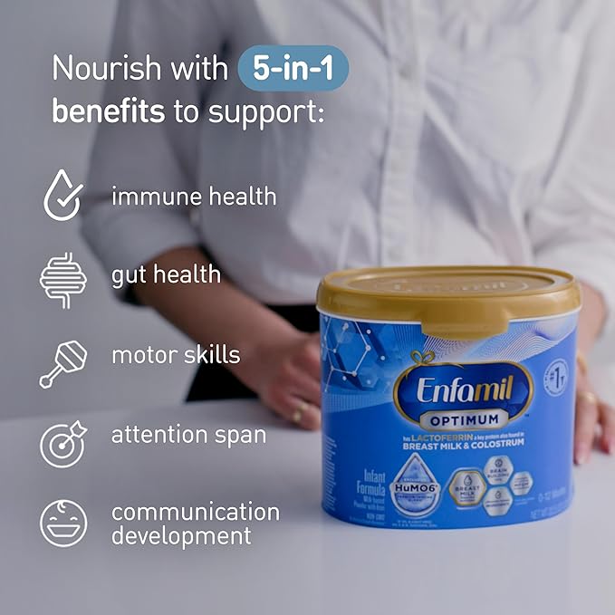 Enfamil Optimum (Enspire), Our Closest Formula to Breast Milk, Immune-Supporting Lactoferrin and Brain-Supporting DHA Baby Formula, Powder 20.5 Oz Tub (Pack of 3)