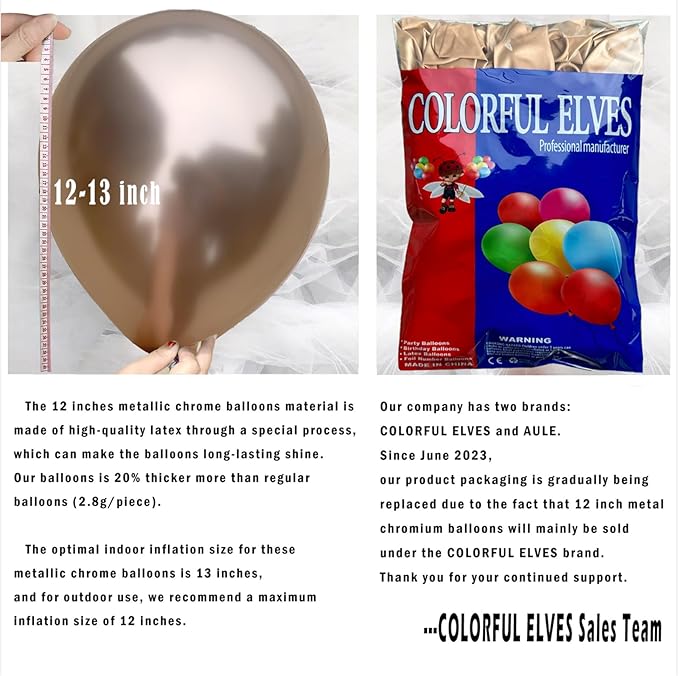 12 Inch 100Pcs Metallic Chrome Champagne Gold Balloons Latex Helium Shiny Thicken Balloon for Birthday Party Wedding Decorations