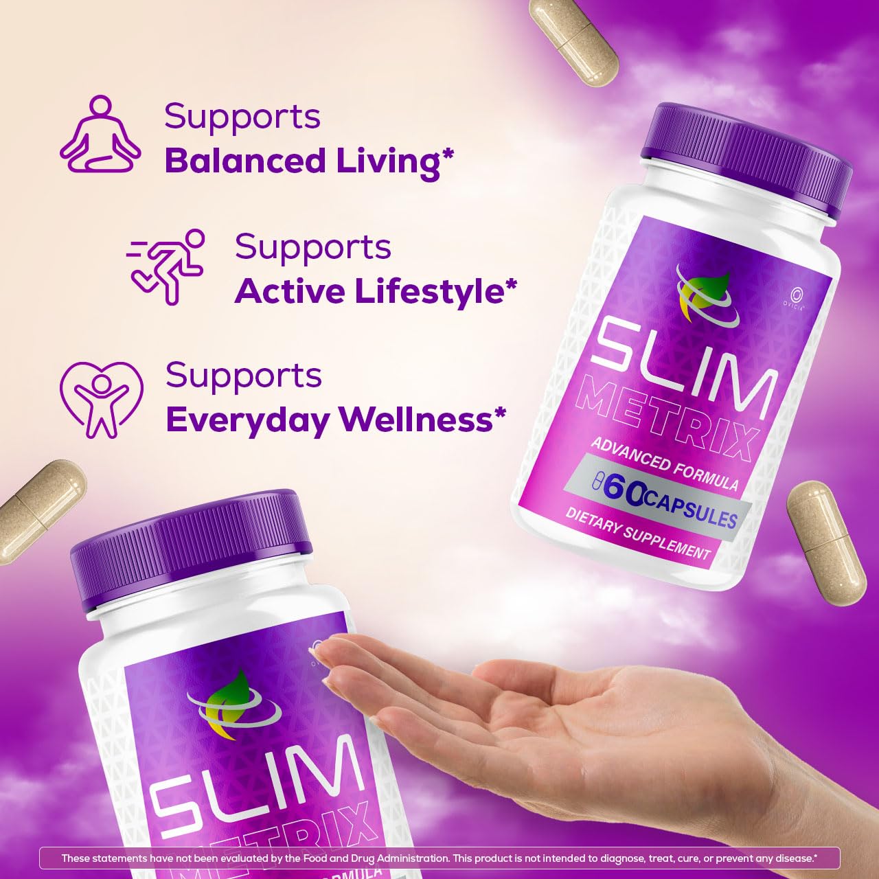 Slim Metrix Pills - Official Slim Metrix Advanced Formula with All Natural Ingredients, SlimMetrix Advanced Capsules for Wellness & Overall Health Support, 60 Capsules for 1 Month