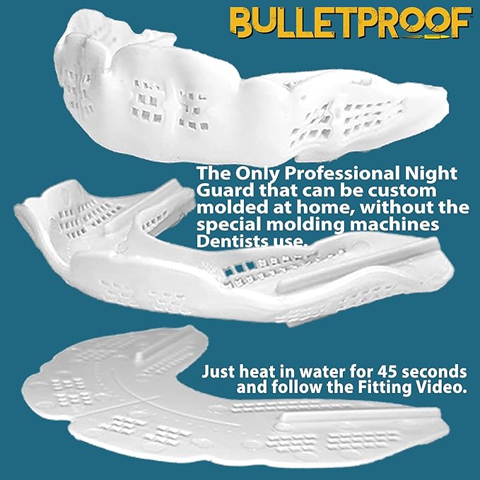 Night Guard BulletProof: World’s Thinnest Mouth Guard for Grinding Teeth at night. TMJ Bite Clenching Mouthguard for Sleeping. Women Men Nighttime Dental Bruxism Relief Nightguard for Sleep Adult Kids