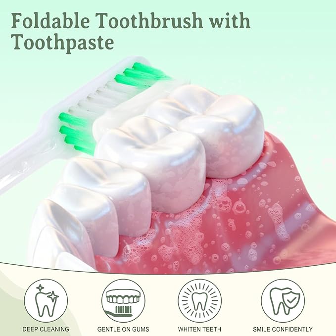 Travel Toothbrush, Toothbrush and Toothpaste Travel Set, Individually Packaged, Includes Storage Case, Foldable Design, 5 Colors, Ideal for Business Trips, and Hotels (50-Pack)
