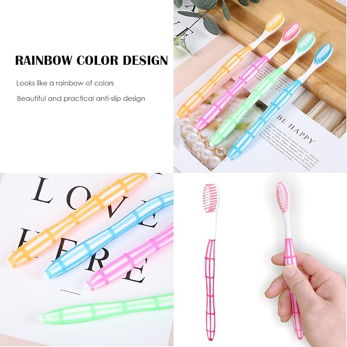EasyHonor 36 PCS Individually Wrapped Bulk Toothbrushes, Colorful Manual Disposable Travel Toothbrush Set for Adults, Ergonomics Handle, Medium Soft Bristles, Perfect for Travel, Hotels, Donations.