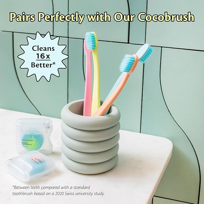 Cocofloss Woven Dental Floss, Dentist-Designed Oral Care, Strawberry Scent, Waxed, Expanding, Kid-Friendly String Floss with Coconut Oil, 4 Spools (33 yd Each)