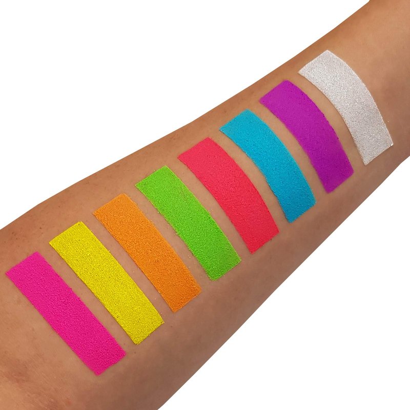 Moon Glow - Blacklight Neon UV Pigment Shaker 0.1oz Set of 8 – Glows brightly under Blacklights/UV Lighting! Use on the face/body, as loose eye shadow and for nail art