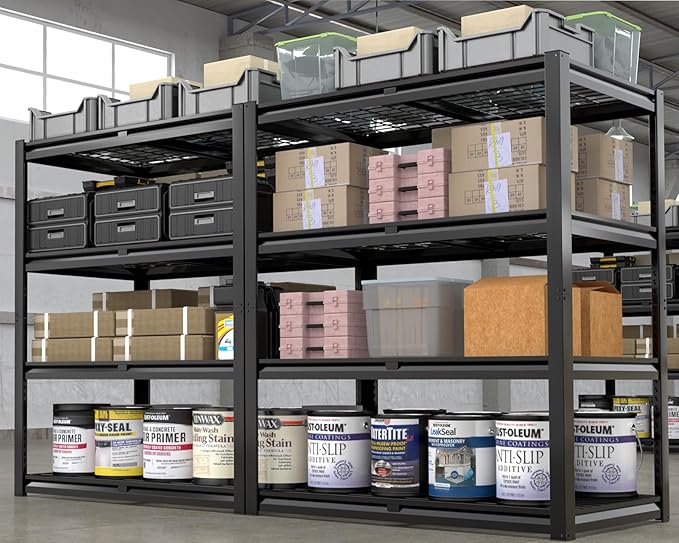 PrimeZone 40" W Heavy Duty Garage Shelving 2200 LBS 4 Tier Storage Shelves Adjustable Industrial Metal Wire Shelf Utility Rack for Garage,Basement,Pantry,Warehouse,Commercial,40" W X 20" D X 60" H