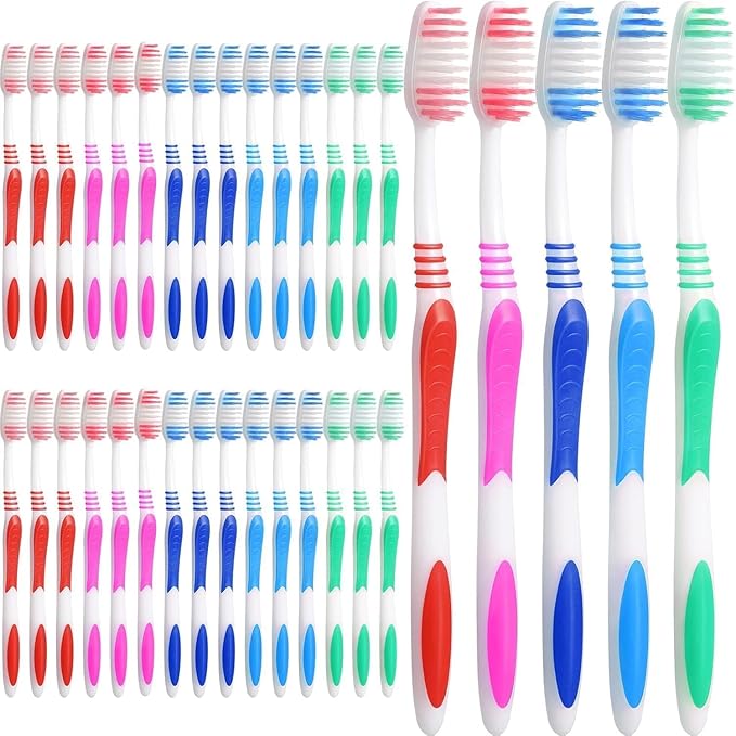 AIAG Extra Hard and Firm Bristle Adult Toothbrush 72-Count, Bulk Toothbrush, Hard Bristles, Value Pack for Travelling, Hotels, Donations