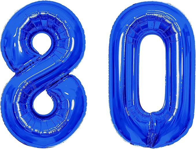 Number Balloons Navy Blue Balloons - Giant Number 80 Balloon, Blue 80th Number Balloon Birthday Decorations for Men