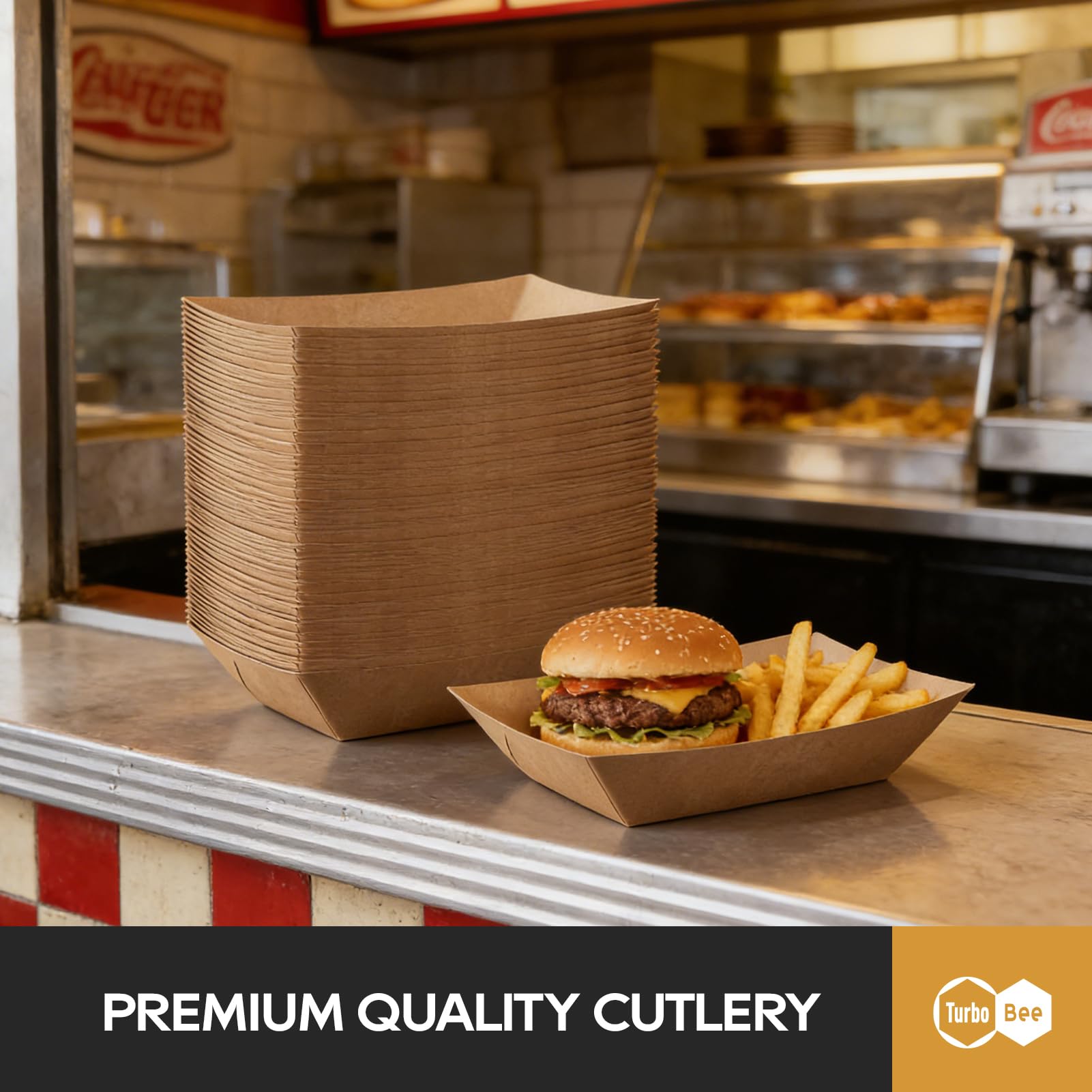 Disposable Paper Food Trays 3lb, 250 Pack Large Brown Paper Boats - Heavy Duty for Large Nachos, BBQ Ribs, Family Fries, Tacos - Ideal for Party Hosts, Sports Fans, Carnivals