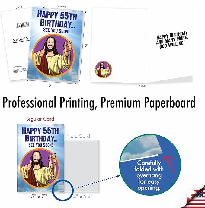 NobleWorks Hilarious 55th Milestone Birthday Greeting Card with 5 x 7 Inch Envelope (1 Card) See You Soon - 55 C10009MBG