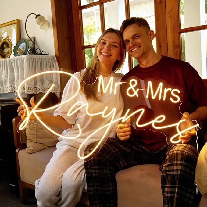 Custom Neon Signs Personalised Large Led Neon Lights Sign Customizable for Wall Decor Wedding Birthday Party Bedroom Bar Shop Name Logo Lights (Optional 16" to 55")