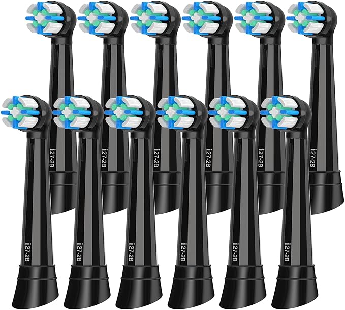 iO Replacement Heads Compatible with Oral B iO 2/3/4/5/6/7/8/9/10/Deep Clean Series Electric Toothbrush, Brush Heads Compatible with Oral B iO with Medium Bristles Care Your Teeth (12 Black)