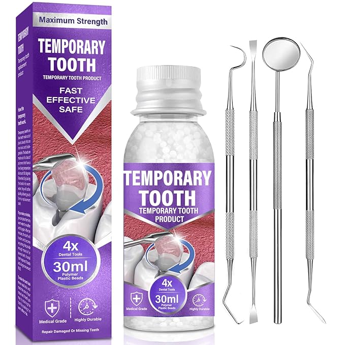 Temporary Tooth Repair Kit - Moldable Teeth-Filling Repair Kit, DIY at Home, With 4 Shaping Tools