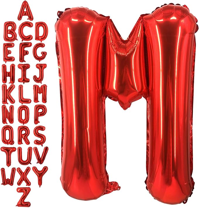 40 Inch Red Letter M Balloons, DIY Phrase Foil Alphabet Letter M Balloons DIY Word M Banner for Birthday Anniversary Celebration Graduation Party Supplies Decoration