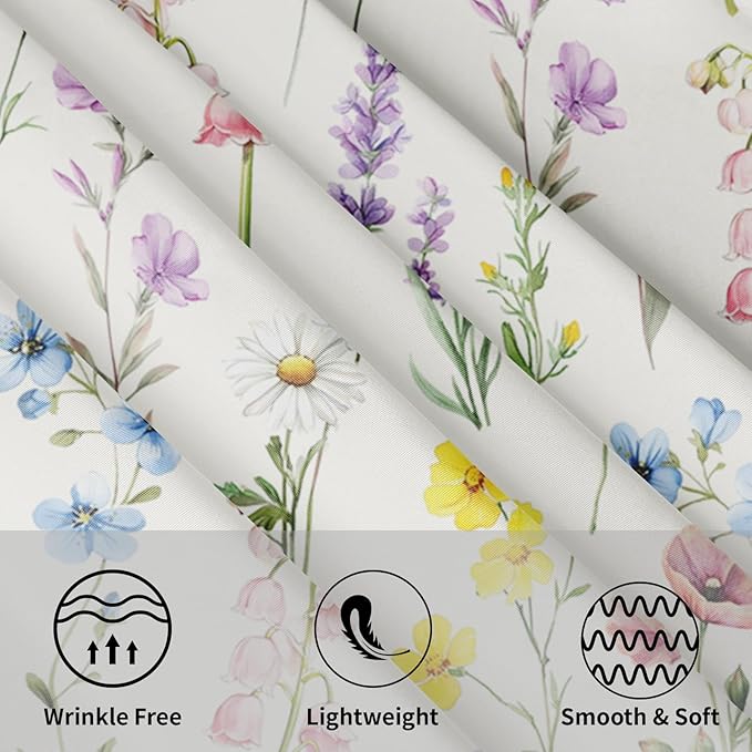 Spring Round Tablecloth Floral Circle Table Cloth 60 Inch Farmhouse Summer Wildflower Table Cover Washable Polyester for Home Kitchen Dinning Holiday Party Decor