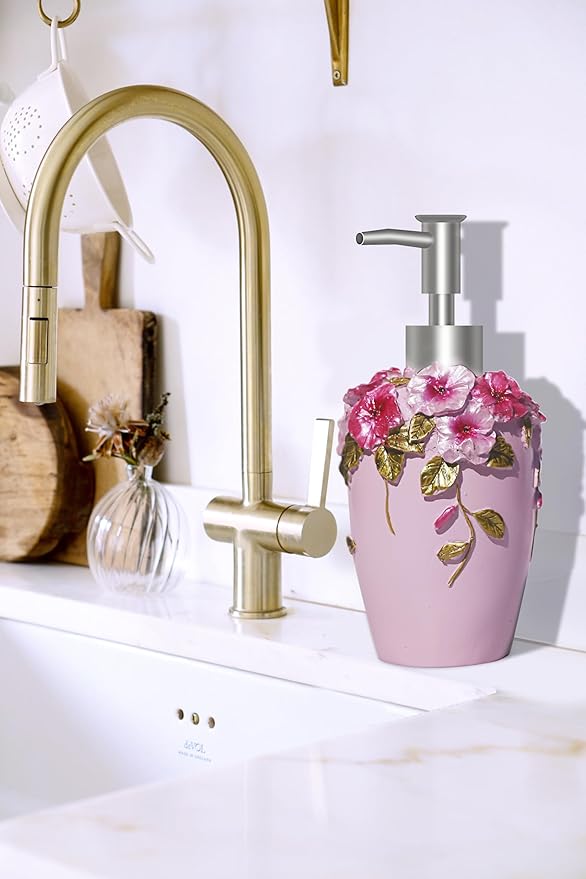 LUANT Vintage Pink Bathroom Accessories, 5Piece Bathroom Accessories Set, Bathroom Set Features, Soap Dispenser, Toothbrush Holder, Tumbler & Soap Dish - Bath Gift Set (Light Pink)