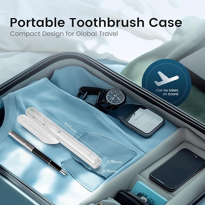 Sonic Electric Toothbrush for Adults - Type C Rechargeable Portable 3 Modes White Sonic Electric Toothbrush with Travel Kit
