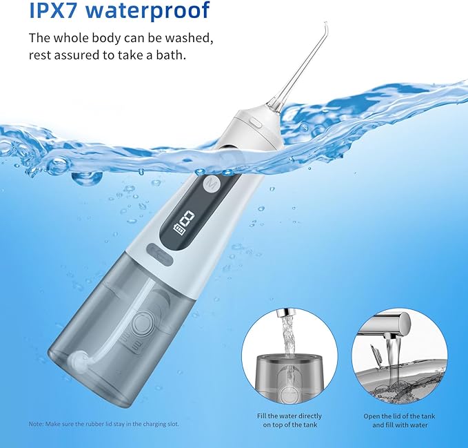 Reva Professional Water Dental Flosser for Teeth & Braces - 9 Modes Cordless Oral Irrigator, 350ML Large Reservoir, 360° Nozzle, IPX7 Waterproof, Rechargeable, Dental Floss Tool (M131 - White)