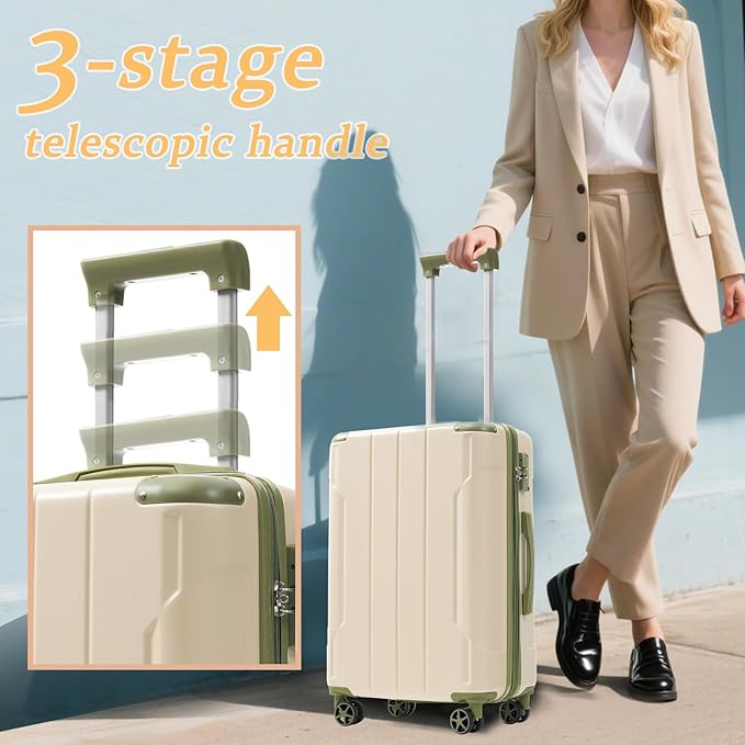 Merax Luggage Set 3 Piece Hardshell Suitcases with Spinner Wheels, TSA Lock, Lightweight Travel Luggage 20" Carry On 24" 28" Expandable Checked for Family Trips