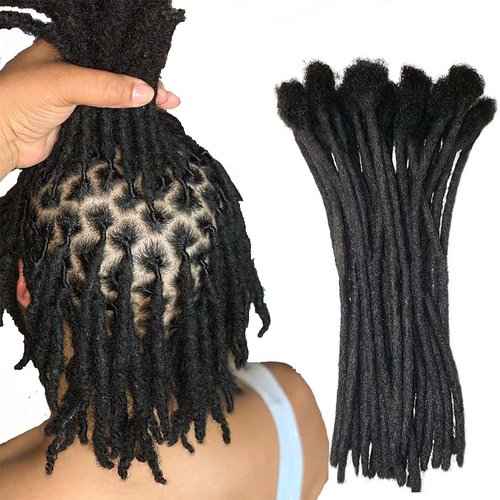 BESHINNAAUL 100% Human Hair Handmade Permanent Dreadlocks Natural Black #1B Locs extension Small Size(diameter 0.4cm) 10inch 20 Strands/Pack