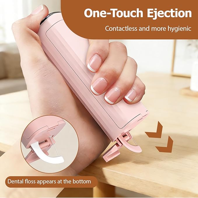 Portable Dental Floss Case,Automatic Dental Floss Pick Case,Refillable Floss Organizer with 100 Picks,Dentals Flosss Pick Cases for Cleaning Teeth and Oral Care (2PCS C)