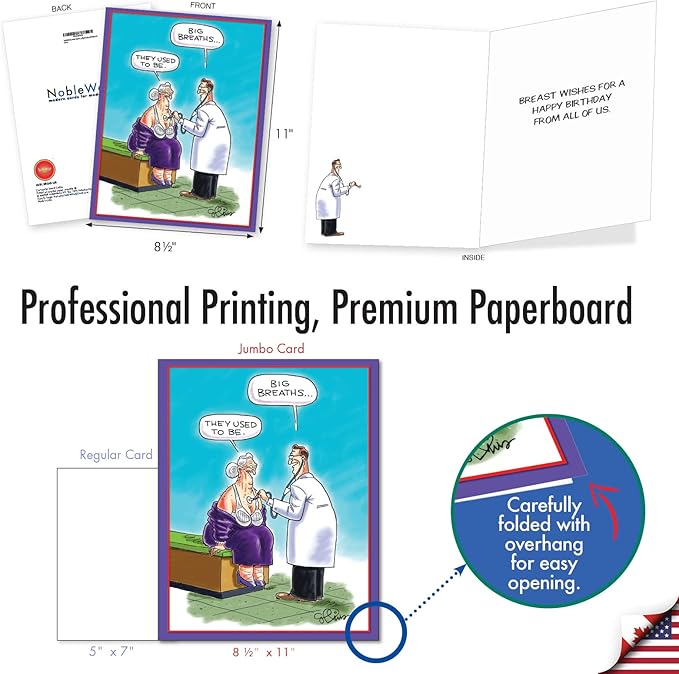NobleWorks Jumbo Hysterical Birthday Greeting Card From Us 8.5 x 11 Inch with Envelope (1 Pack) Big, Jumbo Bday Big Breaths J4813BDG-US