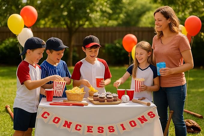Baseball Sports Theme Concession Sign Garland Decor - Stand Supplies for Banner Decorations