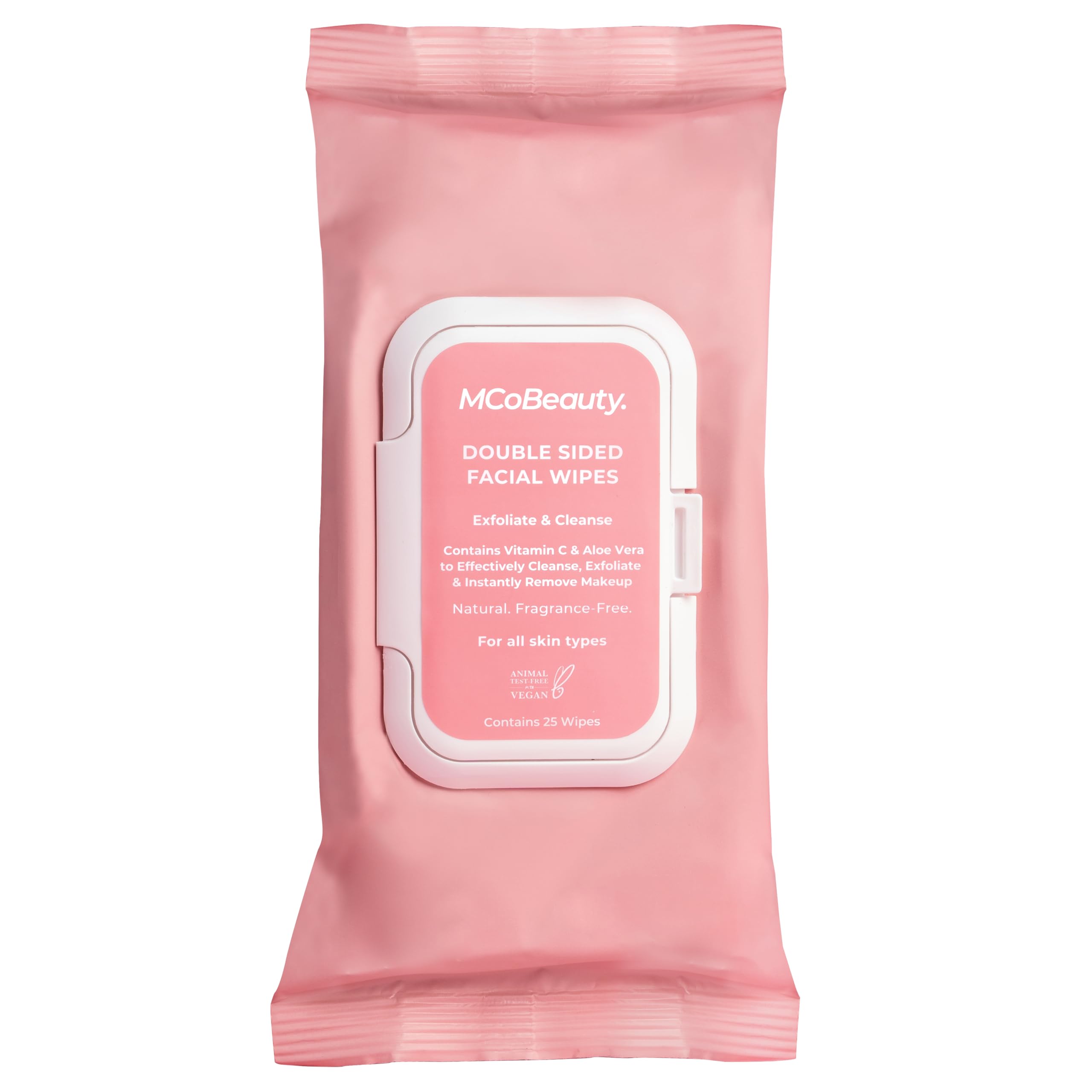 MCoBeauty Double Sided Facial Wipes - 25 Cleansing & Exfoliating Wipes