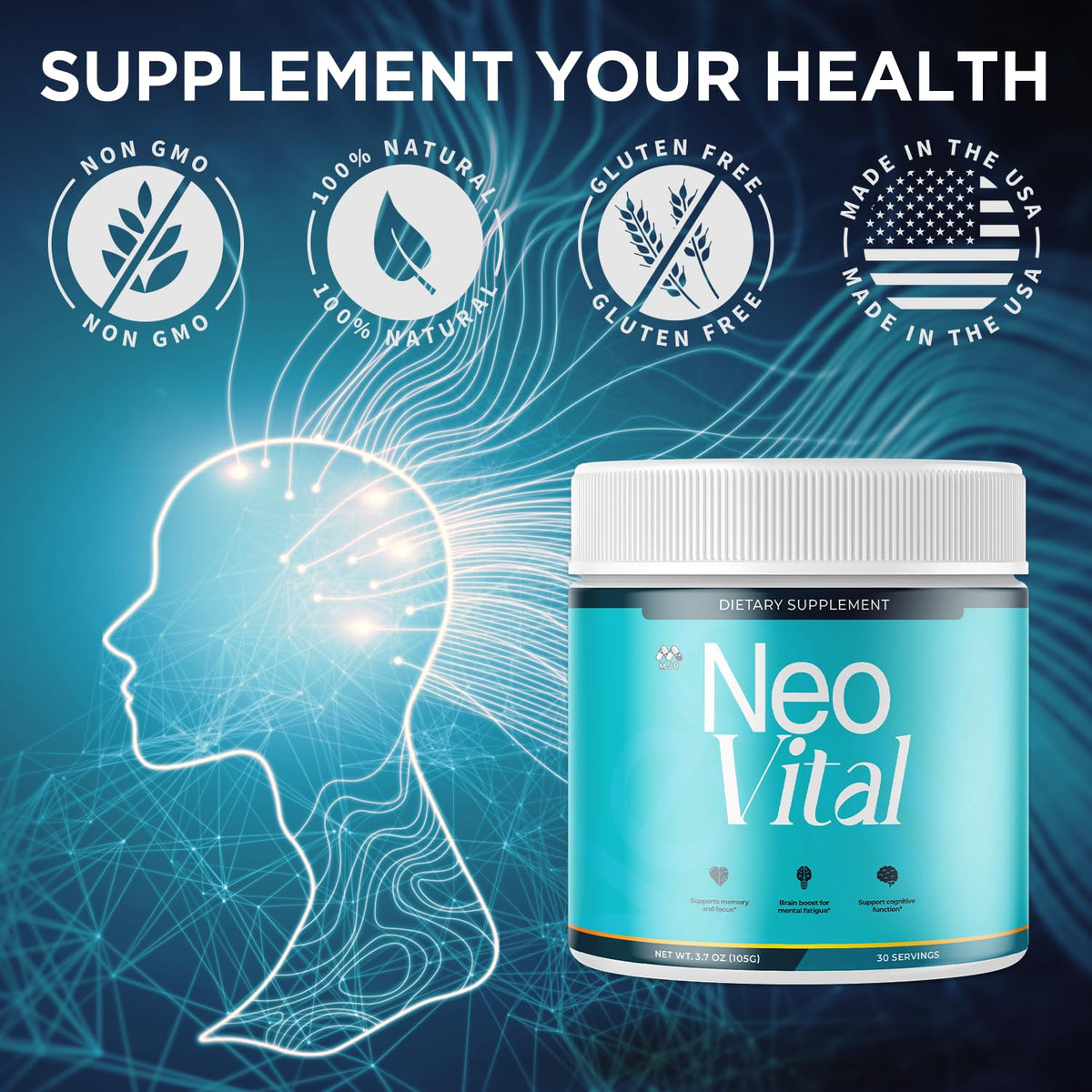 (2 Pack) Neo Vital Powder, Official NeoVital Powder Mixture with All Natural Ingredients, Neo Vital Advanced Formula Health & Overall Wellness Support with Maximum Strength Multivitamin (60 Servings)