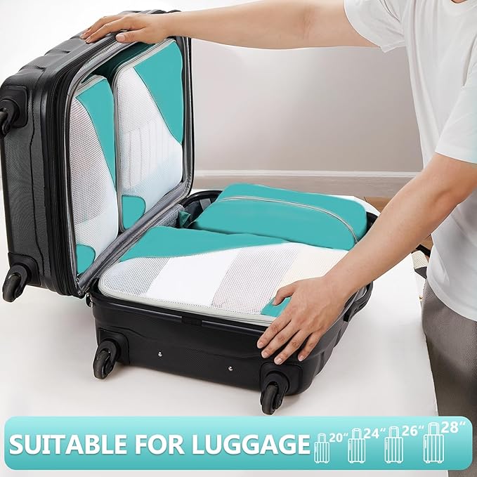 8 Set Packing Cubes for Travel, Gifts for Women Mom,Anti-Tearing Suitcase Organizer for Luggage with Shoe & Hanging Toiletry Bag,OlarHike Vacation Essentials & Accessories for Cruise Ship