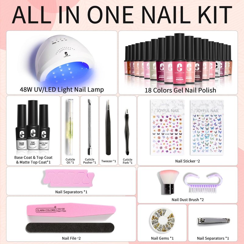 Clara Colors Gel Polish Glow In The Dark Liner Set, 12 Colors Luminous Drawing Painting, Thin Nail Art Brush for Swirl Nails Design, Soak Off UV Led