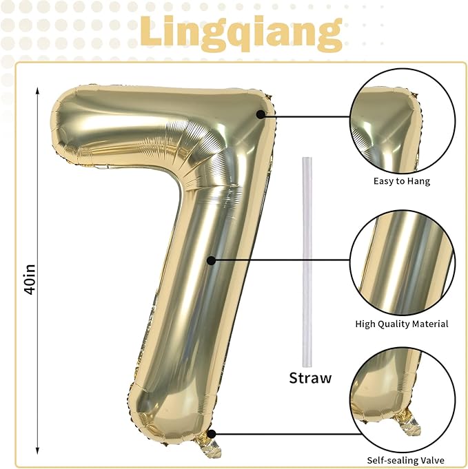 Champagne Gold Number 17 Foil Balloons, 40 Inch Giant Gold 17th Birthday Balloons for Boys Girls, Light Gold Number 1 & 7 Helium Balloon for Women Men 17th Anniversary Party Decorations Supplies