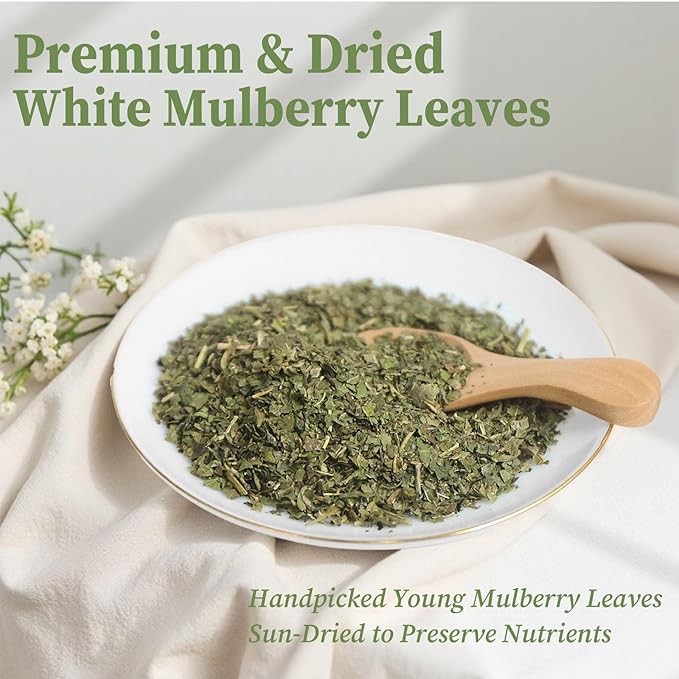 FullChea - White Mulberry Leaf Tea, 40 Teabags – 100% Pure Dried Mulberry Tea – Slightly Sweet & Refreshing - Non-GMO - Caffeine-Free - Support Wellness & Improve Digestion