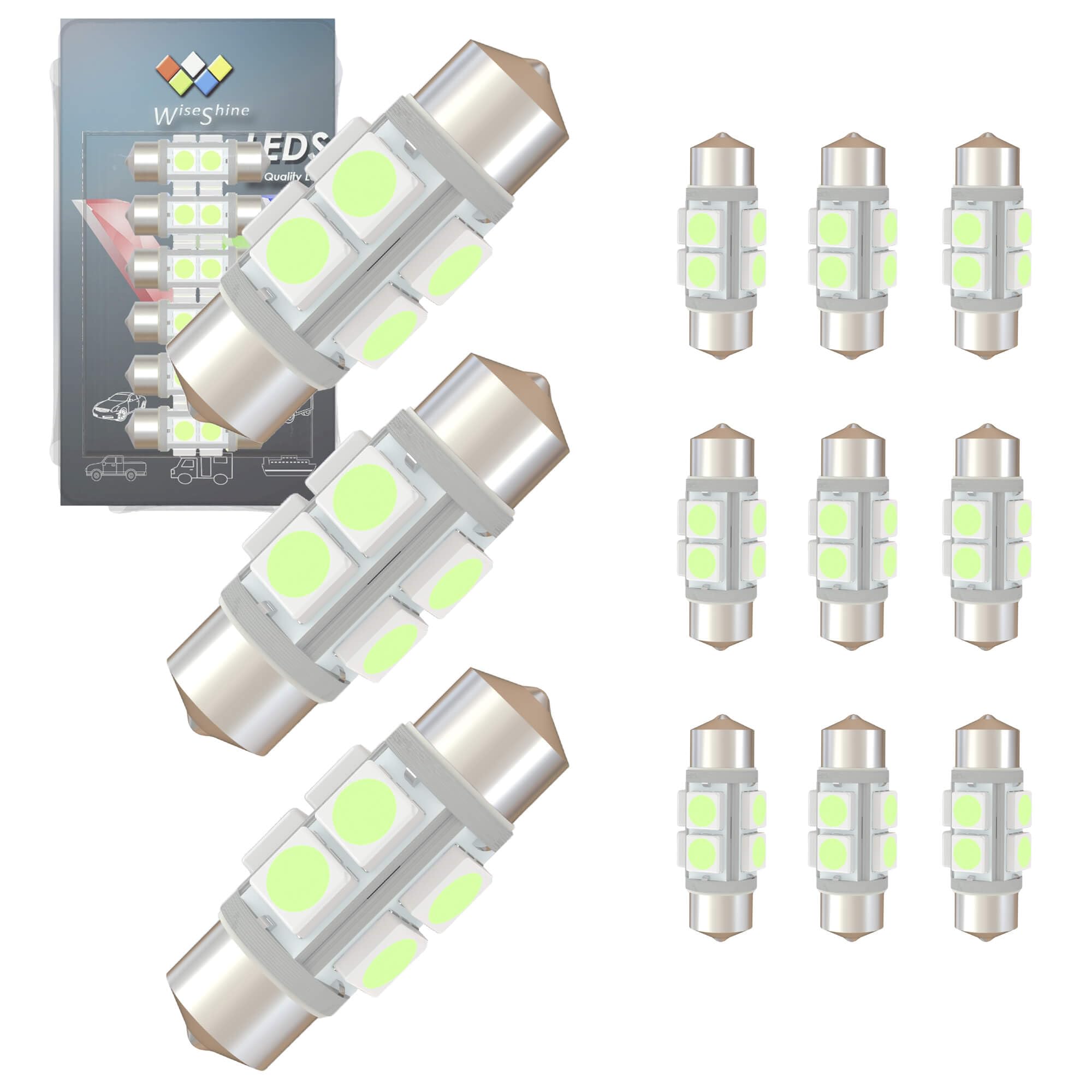 Wiseshine DC 24V 38mm Festoon 6418 LED Bulbs 6411 DE3425 C5W LED Car Bulb Ice Blue for Truck Boat RV Interior Dome Glove box Tru