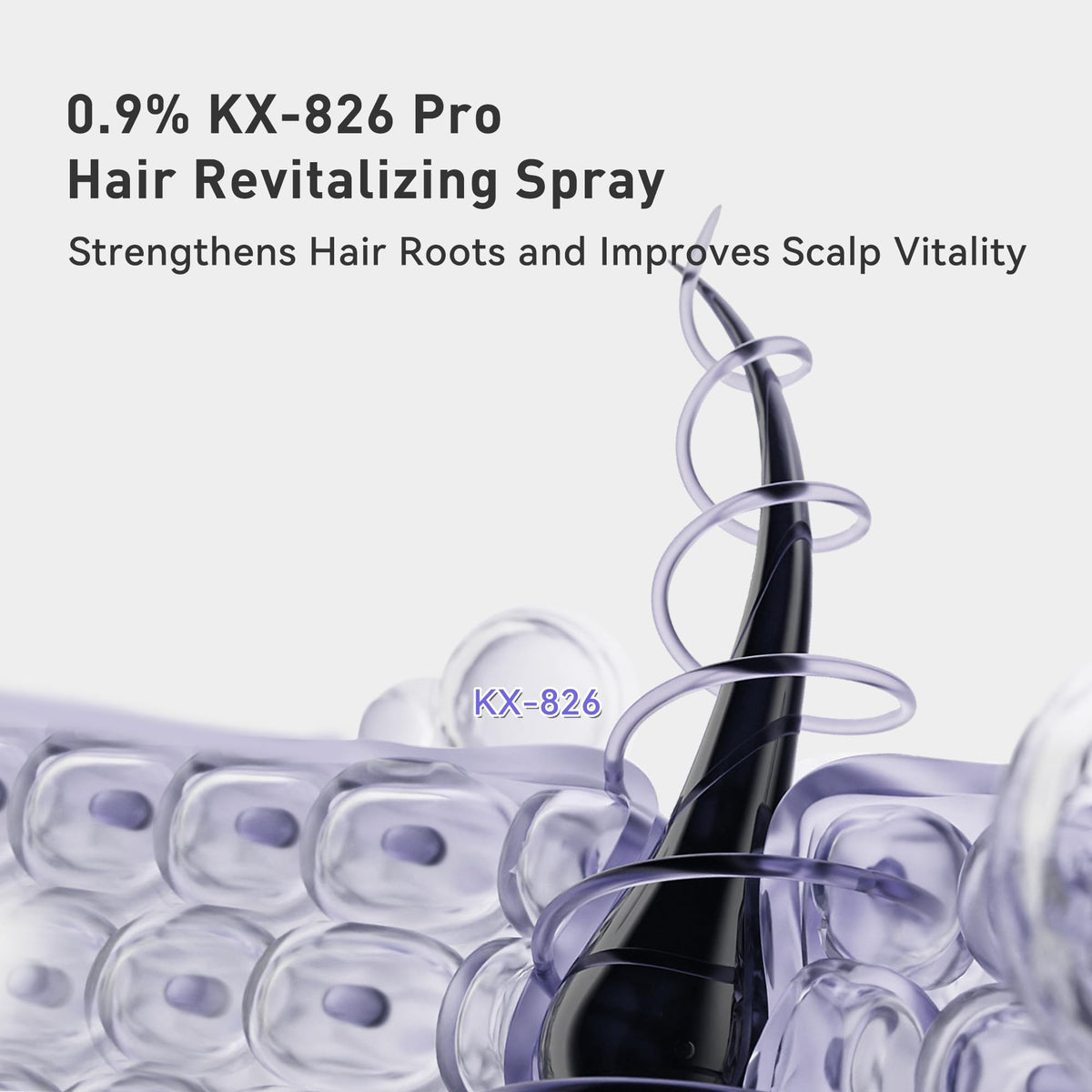 0.9% KX-826 KINTOR Hair Growth Spray,Strengthen Hair Nourish Hair follicles,Hair Care Products for Sparse Hair and Oily Hair Men&Women,60ml,Pro