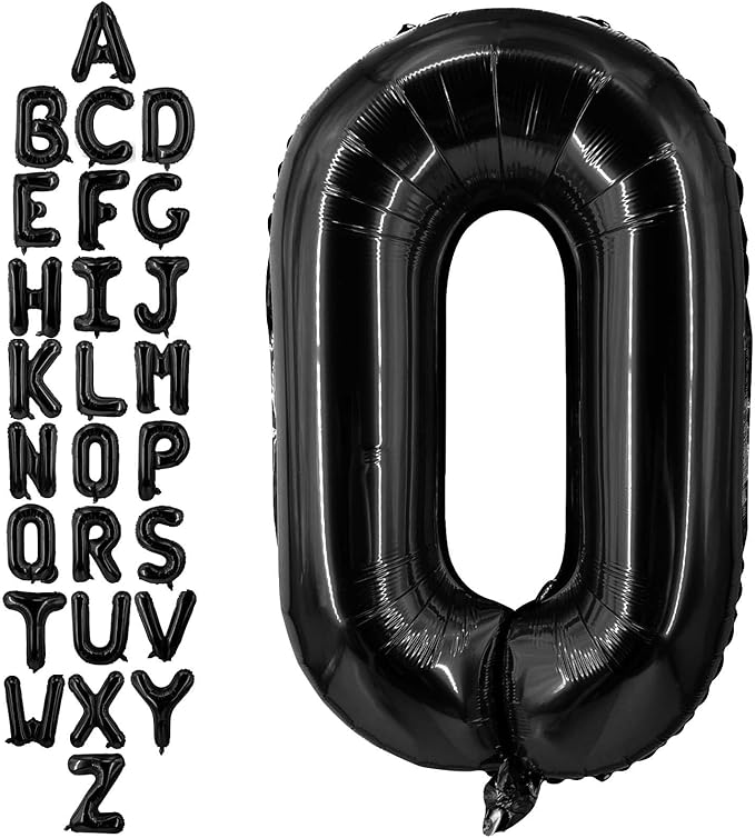 40 Inch Black Letter O Balloons, DIY Phrase Foil Alphabet Letter O Balloons DIY Word O Banner for Birthday Anniversary Celebration Graduation Party Supplies Decoration