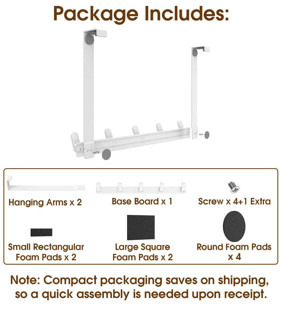 KitchLife Long Over The Door Hooks Hanger with 15.75" Extended Arms, Fits 1 3/8" Doors, L40U - Upgraded Thickened Heavy Duty Bathroom Accessories and Towel Rack Organization - 1 Pack, Glossy White